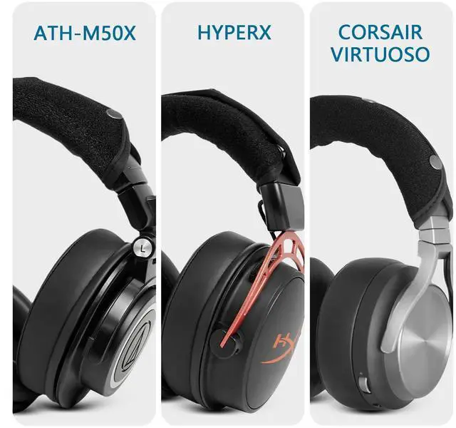 Alt view image 2 of 7 - Replacement Headphone Headband Cover for Corsair Virtuoso, Audio Technica ATH M Series M50X, M50XBT, M50, M40X & More, Cushion Pad Protector Repair Part, Easy Installation No Tool Needed (Black)