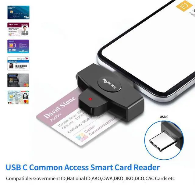 Alt view image 2 of 6 - Type C CAC Reader, DOD Military USB C Common Access CAC Card Reader, Mini Portable USB Smartfold Type C Smart Card Reader SIM Card Reader Compatible with Windows, Mac OS
