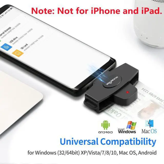 Alt view image 3 of 6 - Type C CAC Reader, DOD Military USB C Common Access CAC Card Reader, Mini Portable USB Smartfold Type C Smart Card Reader SIM Card Reader Compatible with Windows, Mac OS