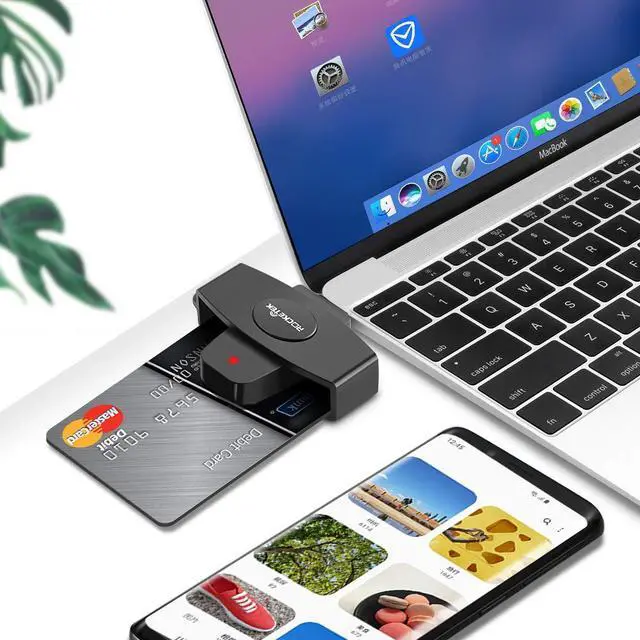 Alt view image 6 of 6 - Type C CAC Reader, DOD Military USB C Common Access CAC Card Reader, Mini Portable USB Smartfold Type C Smart Card Reader SIM Card Reader Compatible with Windows, Mac OS