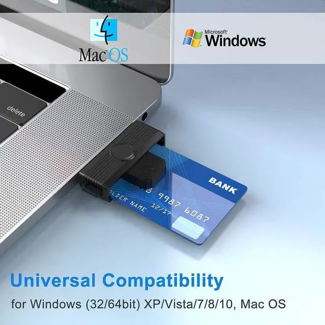 Alt view image 4 of 7 - CAC Reader, DOD Military USB Common Access CAC Card Reader, Smart Card Reader Compatible with Windows, Mac OS and Linux