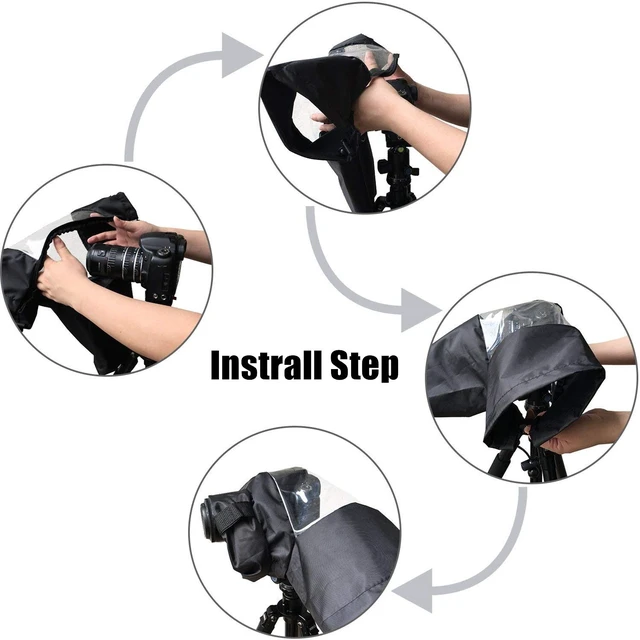 Alt view image 4 of 7 - Waterproof Camera Rain Cover Soft Black Camera Rain Lens Covers | Professional Camera Sleeve Weather Protector Lens Jacket Covers for All DSLR SLR Cameras