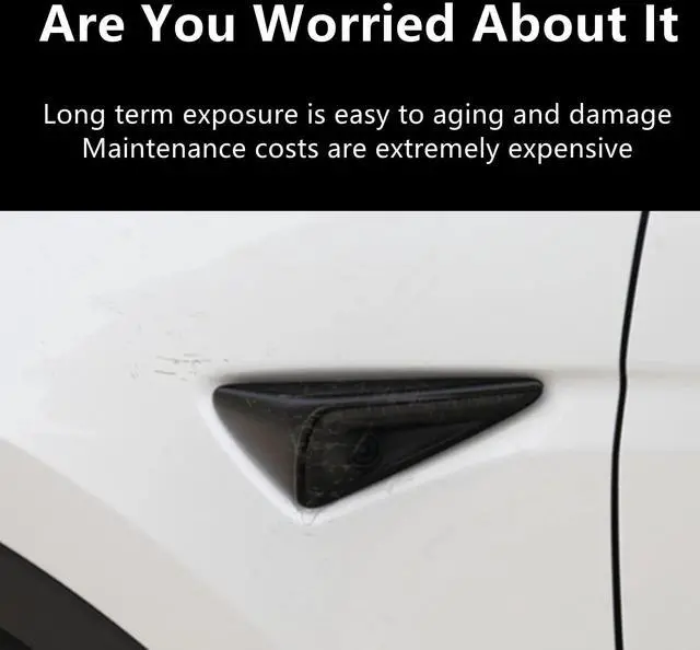 Alt view image 3 of 6 - Model 3/Y Turn Signal Side Camera Protection Cover Decoration Accessories Only Fit for 2016-2022 Tesla Model 3/Y/X/S Autopilot 2.0-3.0 and No for 2023~2026 (Glossy Carbon Fiber Pattern)2PCS