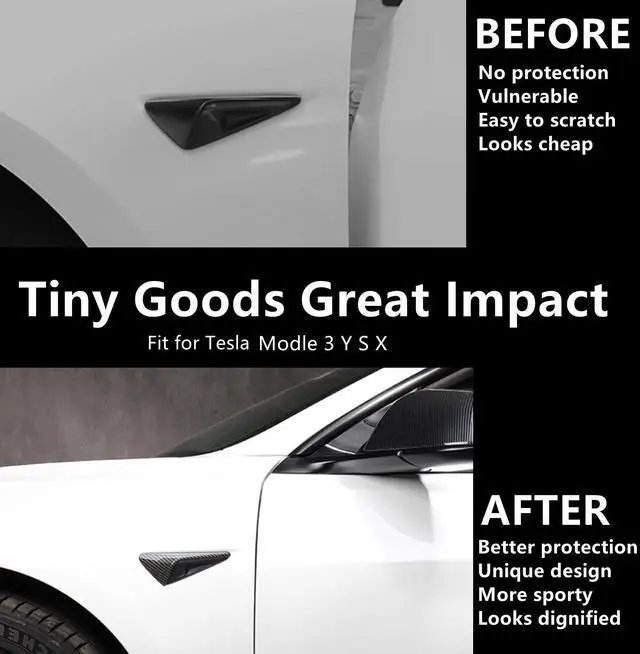 Alt view image 4 of 6 - Model 3/Y Turn Signal Side Camera Protection Cover Decoration Accessories Only Fit for 2016-2022 Tesla Model 3/Y/X/S Autopilot 2.0-3.0 and No for 2023~2026 (Glossy Carbon Fiber Pattern)2PCS