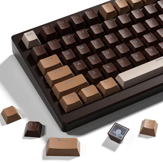 Main image of XVX Shine Through Keycaps -133 Keys Cherry Profile Double Shot PBT Keycaps Compatible for 60%/75%/100% Retro Gaming Mechanical Keyboard-Coffee Brown