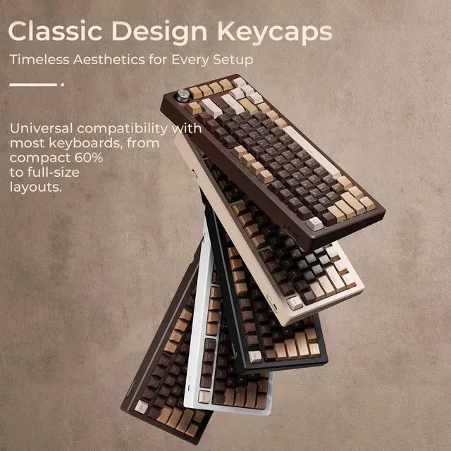 Alt view image 2 of 7 - XVX Shine Through Keycaps -133 Keys Cherry Profile Double Shot PBT Keycaps Compatible for 60%/75%/100% Retro Gaming Mechanical Keyboard-Coffee Brown