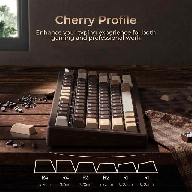 Alt view image 6 of 7 - XVX Shine Through Keycaps -133 Keys Cherry Profile Double Shot PBT Keycaps Compatible for 60%/75%/100% Retro Gaming Mechanical Keyboard-Coffee Brown