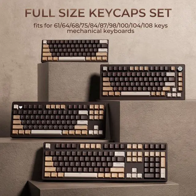 Alt view image 4 of 7 - XVX Shine Through Keycaps -133 Keys Cherry Profile Double Shot PBT Keycaps Compatible for 60%/75%/100% Retro Gaming Mechanical Keyboard-Coffee Brown