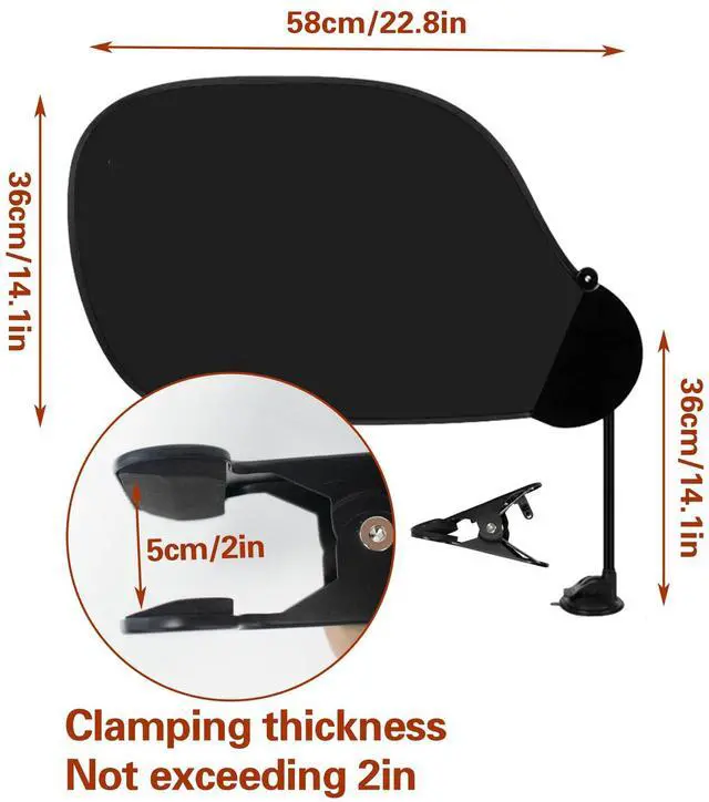 Alt view image 2 of 6 - Laptop Sun Shade with Clip and Suction Cup (2 Ways to Use), 22.8 x 14.2 Inch Flexible Adjustable Cubicle Shade, Portable Foldable Laptop Cover for Beach Chairs and Car Window, Black