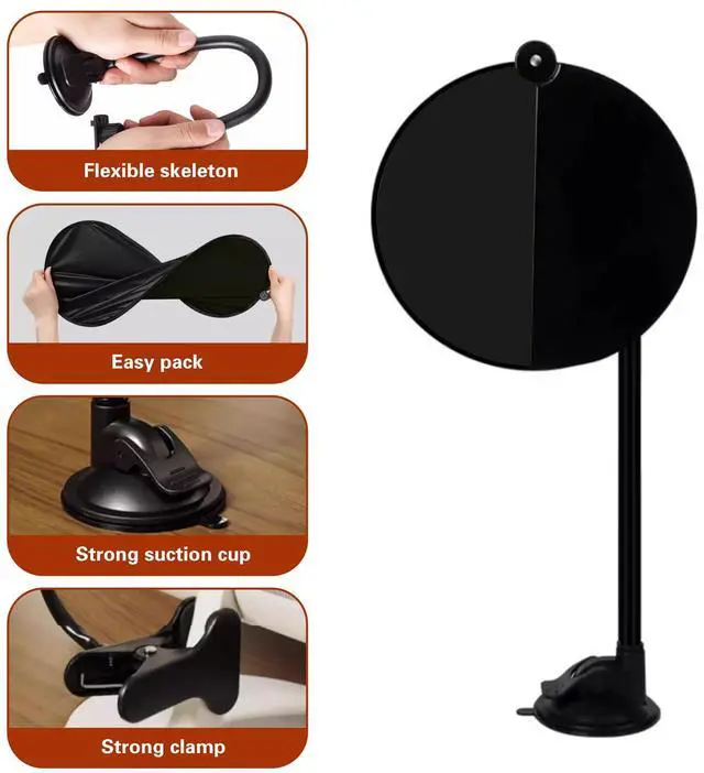 Alt view image 4 of 6 - Laptop Sun Shade with Clip and Suction Cup (2 Ways to Use), 22.8 x 14.2 Inch Flexible Adjustable Cubicle Shade, Portable Foldable Laptop Cover for Beach Chairs and Car Window, Black