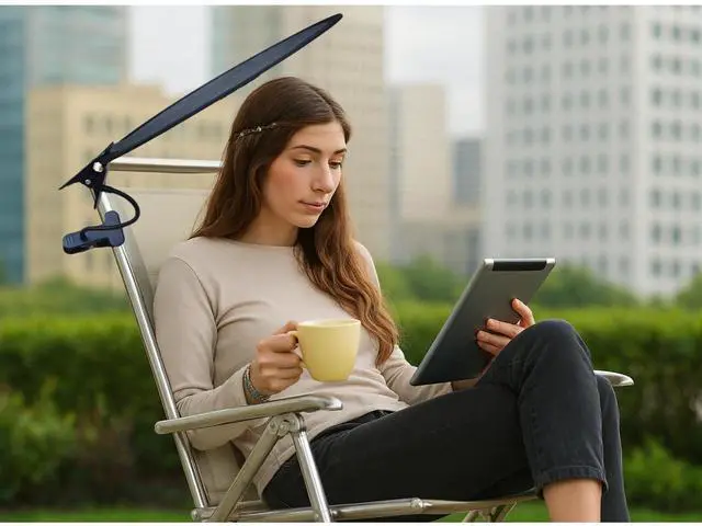 Alt view image 4 of 7 - Laptop Sun Shade for Working Outside - Heat Reflective, Waterproof, Foldable, Adjustable, and Portable Sunshade With Flexible Clip Stand