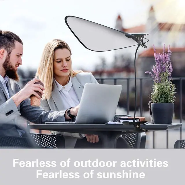 Alt view image 4 of 6 - 2-in-1 Flexible Clip Stand Adjustable Sun Shade for Outside Use - Portable Laptop Visor, Foldable SunShade Cover for Computers, Beach Chairs, Pets, Strollers