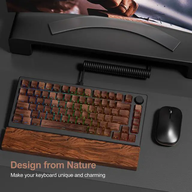 Alt view image 2 of 6 - XVX PBT Keycaps - Side Print Shine Through Custom Keycaps 60 65 75 100 Percent, Retro Dye Sub & Double Shot Key caps Set 126 Keys, Cherry Profile for Mechanical Keyboard, Walnut Textures