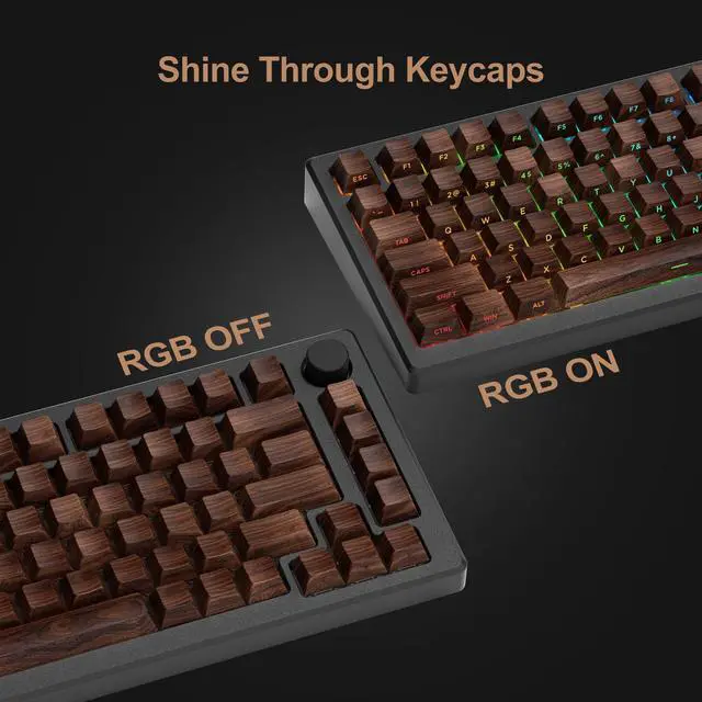Alt view image 3 of 6 - XVX PBT Keycaps - Side Print Shine Through Custom Keycaps 60 65 75 100 Percent, Retro Dye Sub & Double Shot Key caps Set 126 Keys, Cherry Profile for Mechanical Keyboard, Walnut Textures