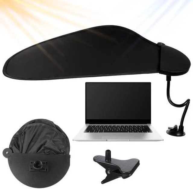 Main image of Cubicle Shade & Desk Shade Adjustable Cubicle Light Shield to Block Overhead Light & Glare Portable Office with Suction Cup Clamp for Laptop, Monitor or Outdoor Use