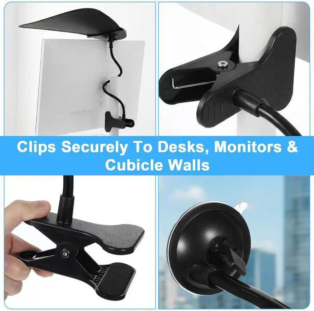 Alt view image 5 of 7 - Cubicle Shade & Desk Shade Adjustable Cubicle Light Shield to Block Overhead Light & Glare Portable Office with Suction Cup Clamp for Laptop, Monitor or Outdoor Use