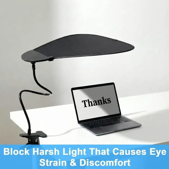 Alt view image 3 of 7 - Cubicle Shade & Desk Shade Adjustable Cubicle Light Shield to Block Overhead Light & Glare Portable Office with Suction Cup Clamp for Laptop, Monitor or Outdoor Use