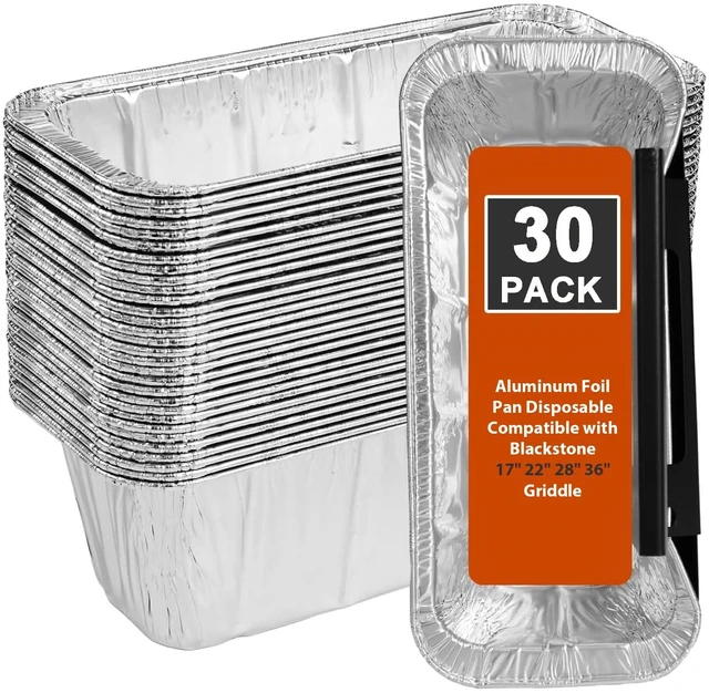 Main image of Grease Cup Liners for Blackstone 5017 Griddles Griddle Accessories, Disposable BBQ Trays, Aluminum Foil Grease Drip Pan/Cup Liners; Compatible with 17", 22", 28", and 36" Models (Pack of 30)