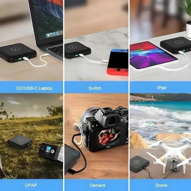 Alt view image 4 of 4 - Laptop Power Bank 24000mAh 100W USB-C PDQi Wireless, DC Output, Travel Charger