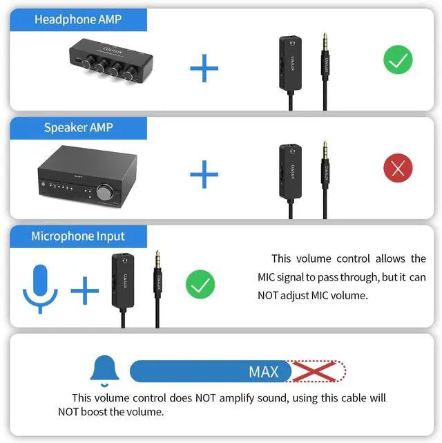 Alt view image 3 of 6 - 3.5mm TRRS Volume Attenuator Cable, 1/8-inch Headphone Extension Cord with Audio Volume Control, in-Line Volume Controller for Earphones, Speaker, 4 Feet