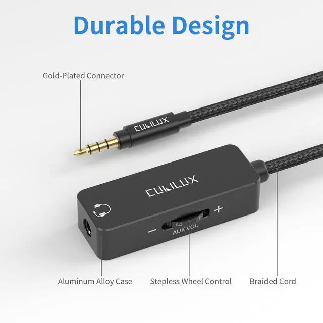 Alt view image 6 of 6 - 3.5mm TRRS Volume Attenuator Cable, 1/8-inch Headphone Extension Cord with Audio Volume Control, in-Line Volume Controller for Earphones, Speaker, 4 Feet