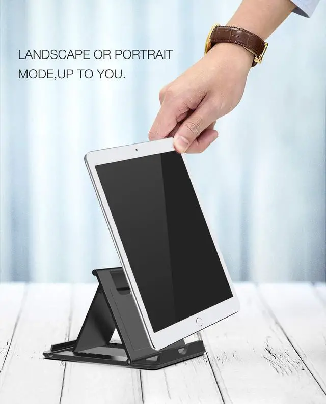 Alt view image 6 of 7 - Phone/Tablet Stand, Foldable Tablet Holder Compatible with iPhone 17/17 Air/17 Pro/17 Pro Max, iPhone 16/Pro/Pro Max/Plus, iPhone 15/Pro/Pro Max/Plus, iPhone 14/Pro/Pro Max/Plus, Black