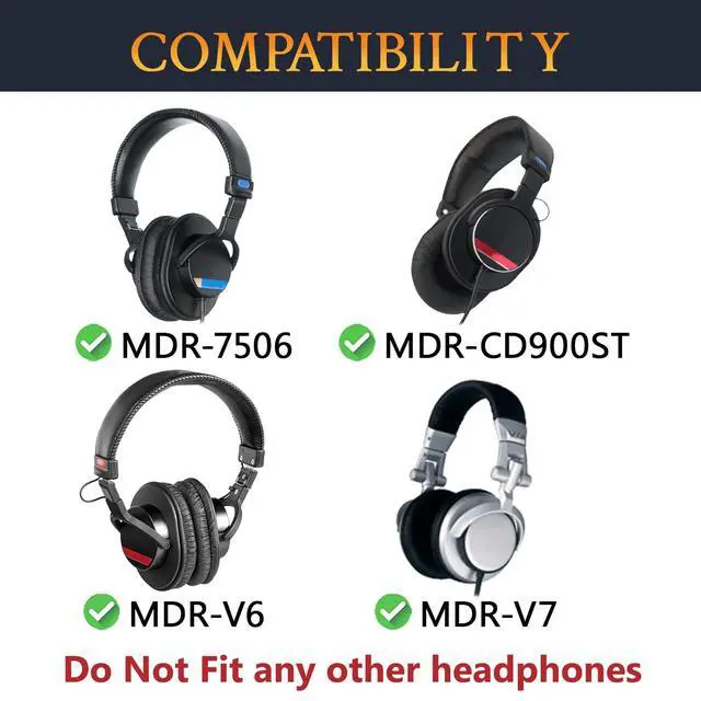 Alt view image 2 of 7 - Fabric Replacement Earpads for Sony MDR-7506 MDR-V6 MDR-V7 MDR-CD900ST Monitor Headphones, Ear Pads Cushions with Softer High-Density Foam - Black