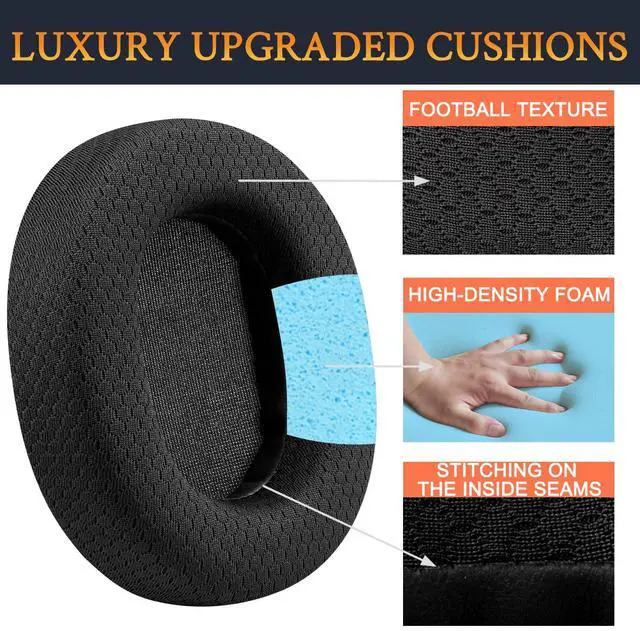 Alt view image 3 of 7 - Fabric Replacement Earpads for Sony MDR-7506 MDR-V6 MDR-V7 MDR-CD900ST Monitor Headphones, Ear Pads Cushions with Softer High-Density Foam - Black