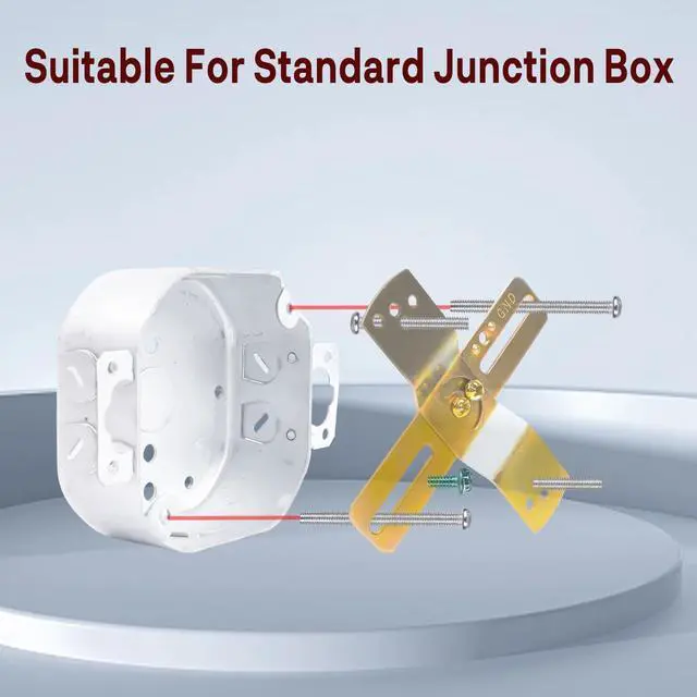 Alt view image 4 of 5 - 2Pack 4" Light Fixture Mounting Brackets, Adjustable Mounting Plates for Standard 4" Electric Box, Light Crossbar Set with Screw and Nuts for Wall Light, Close to Ceiling Light, Pendant