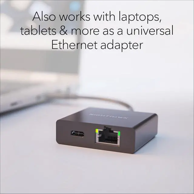 Alt view image 4 of 6 - Nighthawk USB-C to Ethernet Adapter with 60W Passthrough Charging (USB2ETH) Fast Wired Gigabit Ethernet Universally Compatible with Nighthawk Mobile Hotspots, Laptops, Tablets & More
