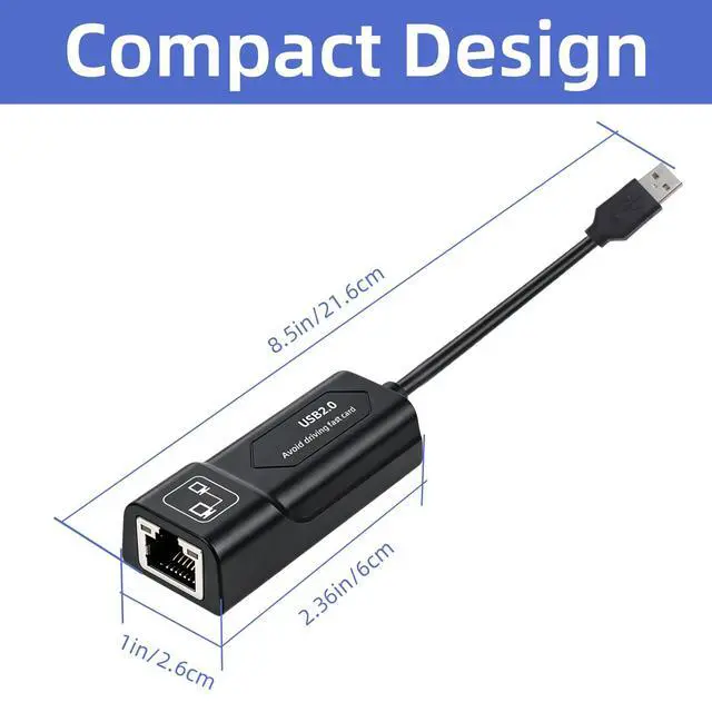 Alt view image 4 of 5 - Ethernet to USB,USB to Ethernet Adapter,100Mbps to USB 2.0Network Adapter for Laptop Computer,Desktop Computer,MacBook Pro,Compatible with Windows, macOS, and Linux