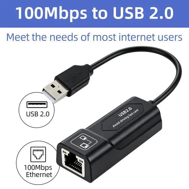 Alt view image 5 of 5 - Ethernet to USB,USB to Ethernet Adapter,100Mbps to USB 2.0Network Adapter for Laptop Computer,Desktop Computer,MacBook Pro,Compatible with Windows, macOS, and Linux