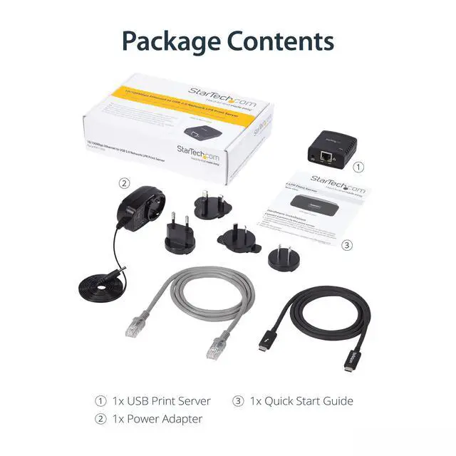 Alt view image 6 of 6 - 1-Port USB 2.0 Network Print Server, 10/100 Mbps Auto-sensing, Wired Ethernet LAN USB Printer Server Adapter, TAA Compliant