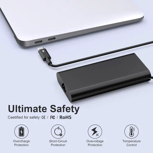Alt view image 2 of 7 - New 130W USB C Charge Replacement for Dell Laptop Charge Latitude 3520 5420 5520 5540 5550 7420 Inspiron 14 16 7620 Type C Dell Type C AC Adapter Power Cord