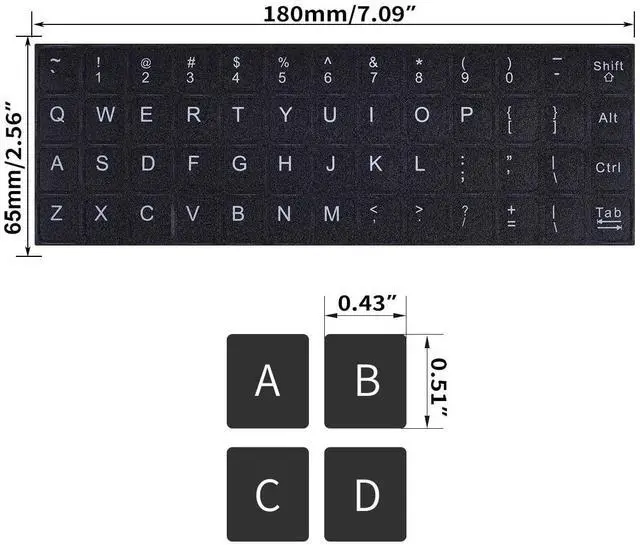 Alt view image 3 of 6 - 2PCS Universal English Keyboard Stickers Letters with Tweezer, Keyboard Stickers Black Background with White Lettering, Keyboard Letters Replacement Sticker for PC Laptop Desktop Computer -English