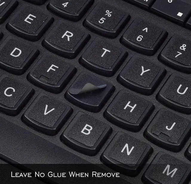 Alt view image 4 of 6 - 2PCS Universal English Keyboard Stickers Letters with Tweezer, Keyboard Stickers Black Background with White Lettering, Keyboard Letters Replacement Sticker for PC Laptop Desktop Computer -English