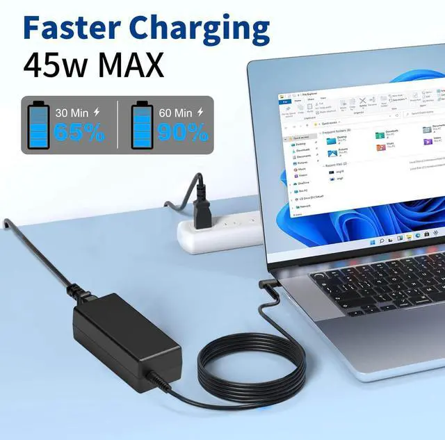 Alt view image 6 of 7 - 45W Charger Replacement for HP Laptop Charger, Blue Tip,19.5V 2.31A
