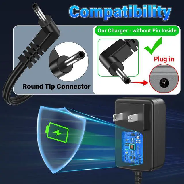 Alt view image 4 of 7 - 12V Laptop Charger Replacement Compatible with Auusda T152A T140J T156A Laptop Computer, Power Cord AC Adapter for Auusda F152 F152A F146 A146G Y140 Y140N Intel N95 N5095 N150 J4105 J4125 14.1" 15.6"