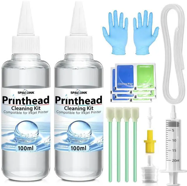 Main image of Spaceink Printhead Cleaning kit 200mL for E pson Printer, Printer Cleaning Kit for HP, Print Head Cleaning Kit for Canon, Inkjet Printer Nozzle Cleaning Kit for Brother