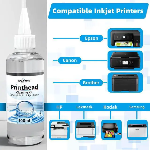 Alt view image 3 of 7 - Spaceink Printhead Cleaning kit 200mL for E pson Printer, Printer Cleaning Kit for HP, Print Head Cleaning Kit for Canon, Inkjet Printer Nozzle Cleaning Kit for Brother
