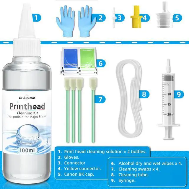 Alt view image 6 of 7 - Spaceink Printhead Cleaning kit 200mL for E pson Printer, Printer Cleaning Kit for HP, Print Head Cleaning Kit for Canon, Inkjet Printer Nozzle Cleaning Kit for Brother