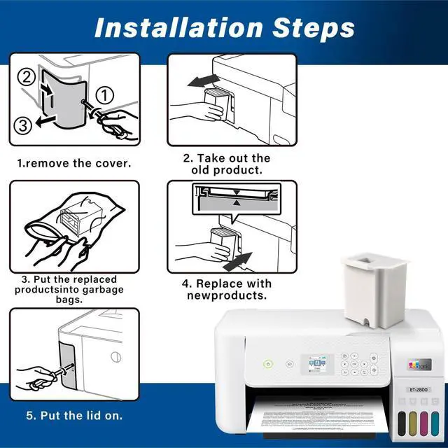 Alt view image 6 of 6 - Waste Ink Pad Replacement with Reset Software for Ecotank ET-2800 ET-4800 ET-2720 ET-2803 ET-2400 ET-4700 2800 4800 2720 2803 ET2800 ET4800 Printer, Maintenance Box with Reset Software (2 Packs)