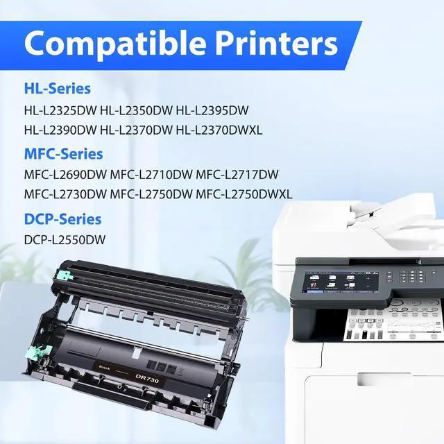 Alt view image 2 of 6 - Compatible DR730 Drum Unit (NOT Toner) Replacement for Brother Drum DR730 DR-730 to Work with MFC-L2710DW MFC-L2750DW HL-L2370DW HL-L2350DW HL-L2395DW HL-L2390DW DCP-L2550DW Printer (1 Pack)