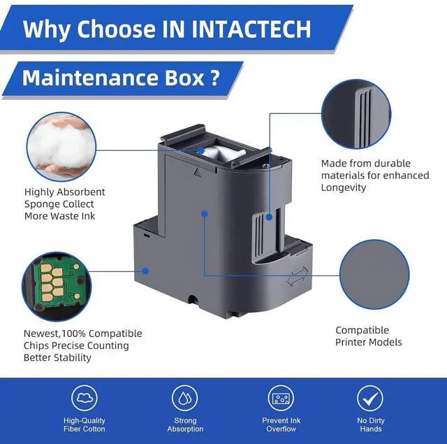 Alt view image 5 of 7 - Ink Maintenance Box for Epson ET-15000 ET-3850 ET-3750 ET-4750 ET-4760 ET-3760 ET-4850 ET-3710 ET-3830 WF-2860 2 Pack