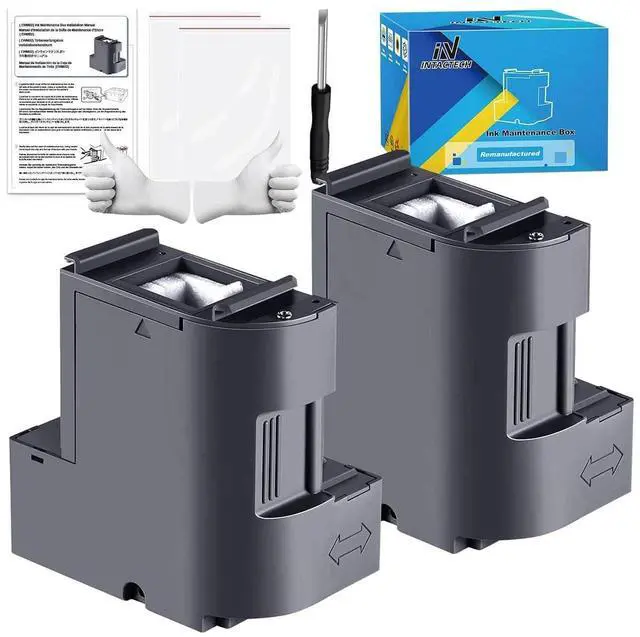 Main image of Ink Maintenance Box for Epson ET-15000 ET-3850 ET-3750 ET-4750 ET-4760 ET-3760 ET-4850 ET-3710 ET-3830 WF-2860 2 Pack