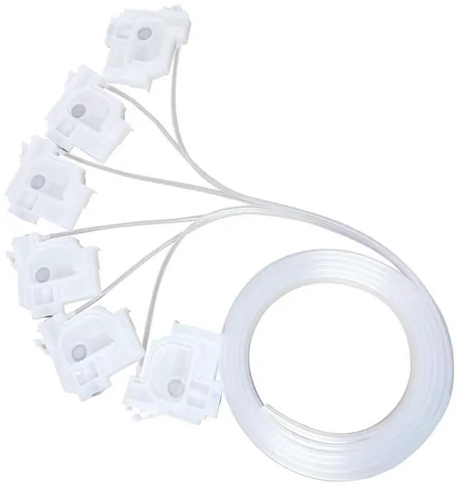Main image of 6Pcs Printer Ink Damper with Ink Tube Hose Fits for E-pson Printers L800 L1300 L1455 L801 L1800 L810 L850 L101 L201 Cartridge Parts White PP Material