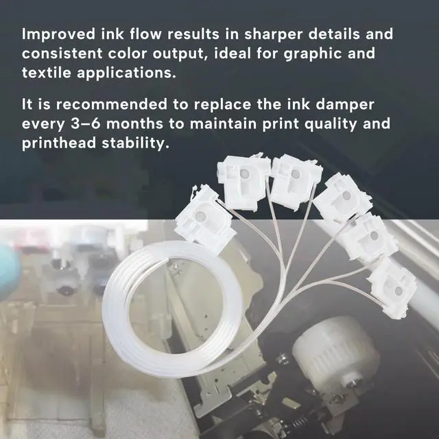Alt view image 6 of 6 - 6Pcs Printer Ink Damper with Ink Tube Hose Fits for E-pson Printers L800 L1300 L1455 L801 L1800 L810 L850 L101 L201 Cartridge Parts White PP Material