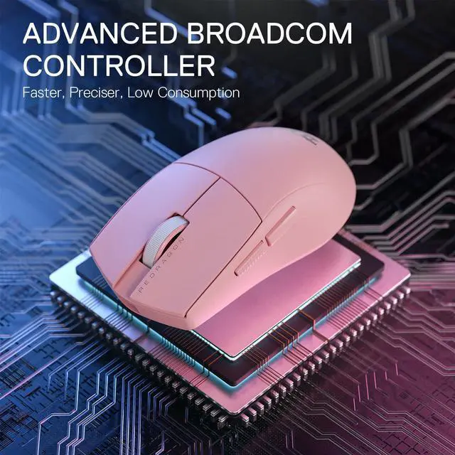 Alt view image 4 of 7 - M916 PRO 3-Mode Wireless Gaming Mouse, 55G Ultra-Light 26K DPI Mouse w/Ergonomic Natural Grip Build, Full Programmable Buttons, Software Supports DIY Keybinds & DPI (1K Hz, Pink)