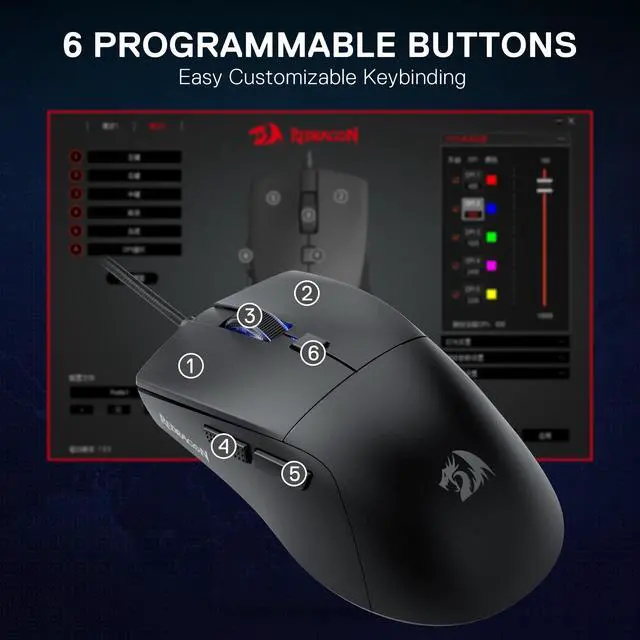 Alt view image 7 of 7 - M618 Wired Gaming Mouse, 10000 DPI Optical Ergonomic Mouse with 6 Programmable Buttons, 84G Ultra Lightweight, Software Supports DIY Keybinds, Black