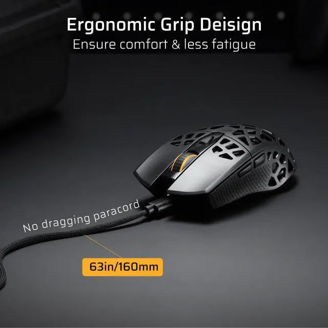 Alt view image 4 of 7 - GM023 Tri-Mode Wireless Gaming Mouse, 79g Ultra-Light Honeycomb Ergonomic Gaming Mouse, 2.4Ghz/BT/Wired, 6-Level DPI 8000, 6 Programmable Buttons, Pro Software